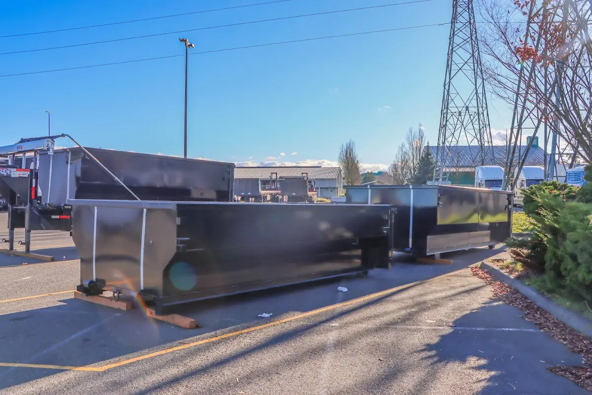 Roll-off dumpster ready for waste disposal at job site for Construction Dumpster Rental in Jerseyville
